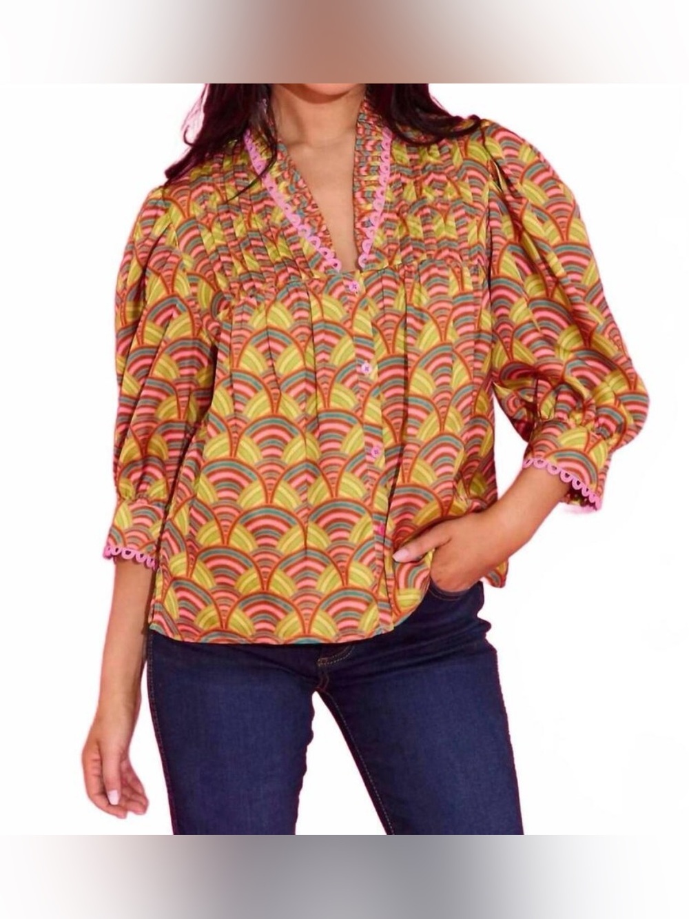 NWT Alden Adair Blake top in tightrope print, size S